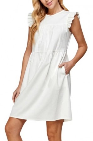 Solid Tiered Linen Baby Doll Dress