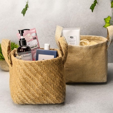 Cotton Jute Storage Baskets - Pack of 2